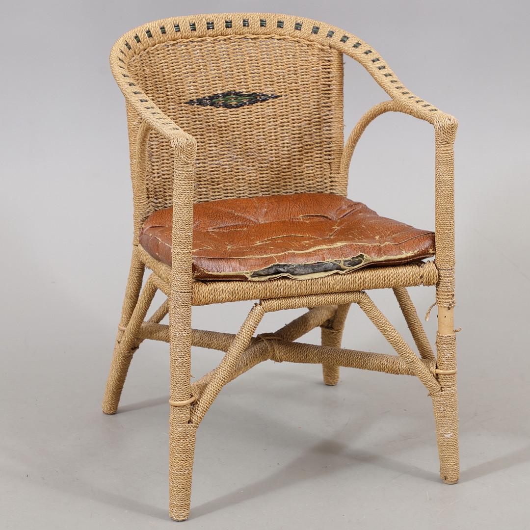 KARMSTOL, bambu/snöre, 1900-talets mitt.