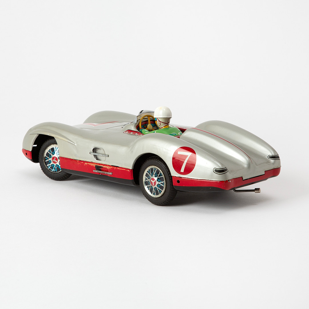 MARUSAN, "Go Stop Benz Racer", modellbil, lackerad plåt, Japan, 1950-tal.