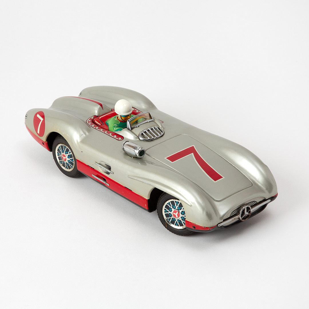 MARUSAN, "Go Stop Benz Racer", modellbil, lackerad plåt, Japan, 1950-tal.