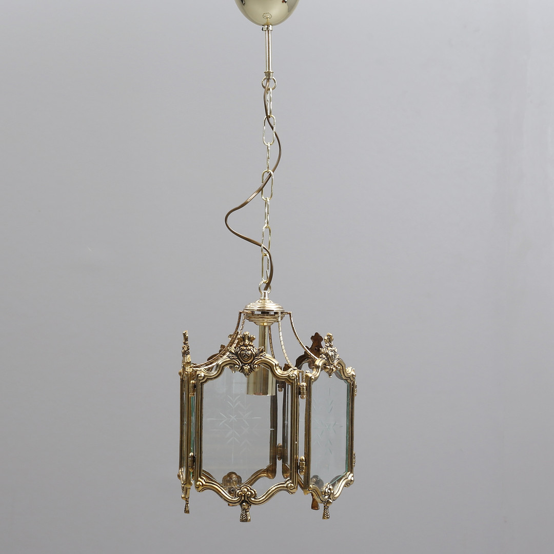 TAKLAMPA, glas/patinerad gulmetall, Lamplagret, 2000-tal.