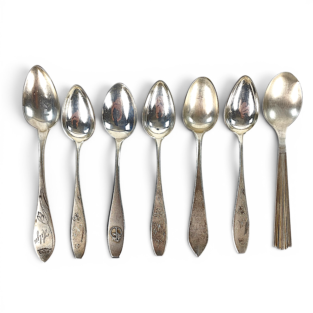 PARTI KAFFE-/ BORDSSKEDAR, silver, 24 st, Finland. Vikt ca 355 gram.