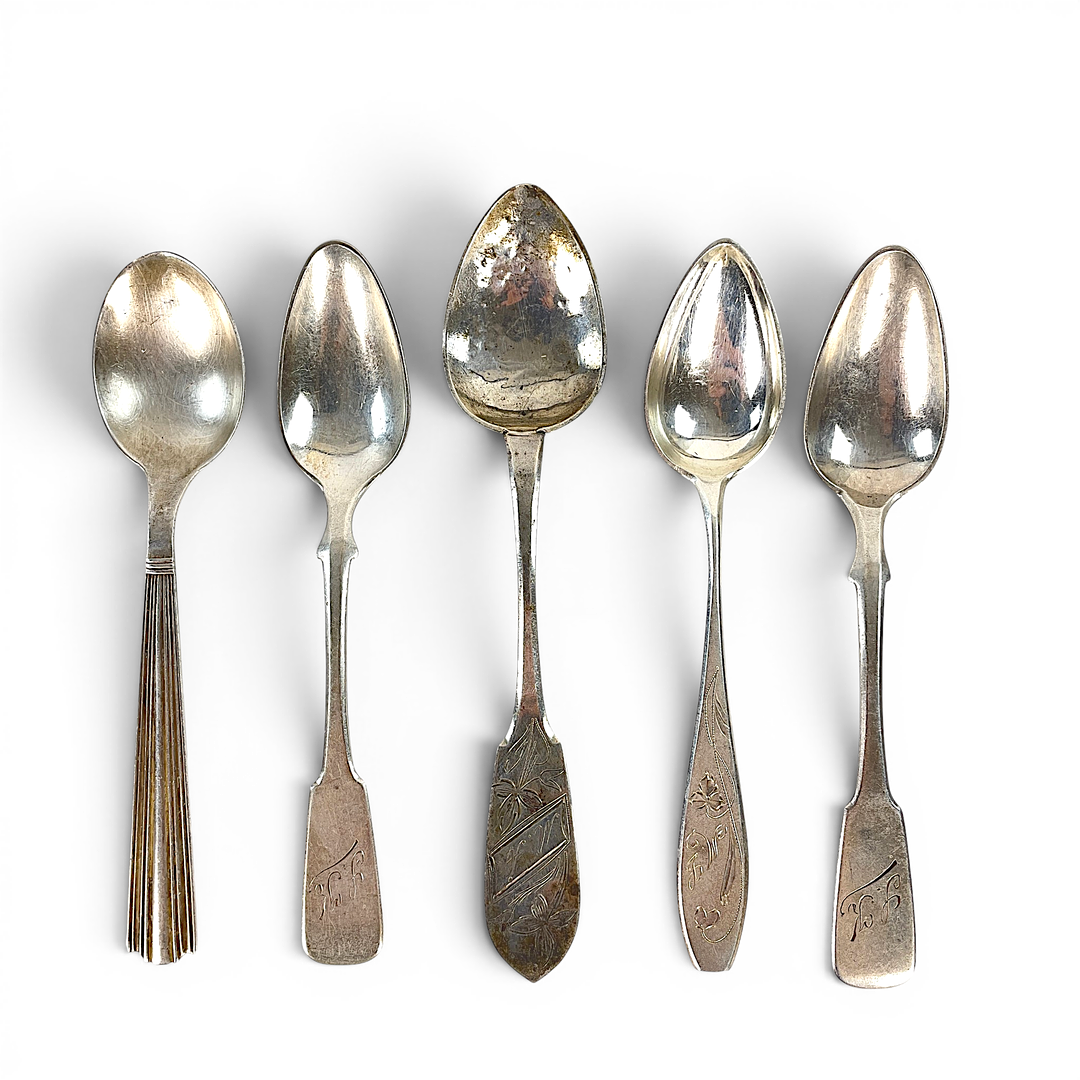 PARTI KAFFE-/ BORDSSKEDAR, silver, 24 st, Finland. Vikt ca 355 gram.