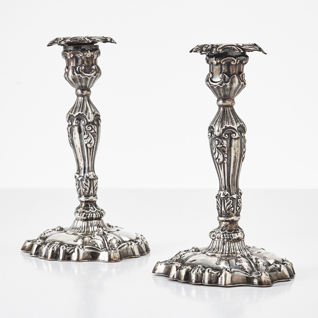 LJUSSTAKAR, 1 par, silver, Emanuel Forssman, Växjö, 1866.