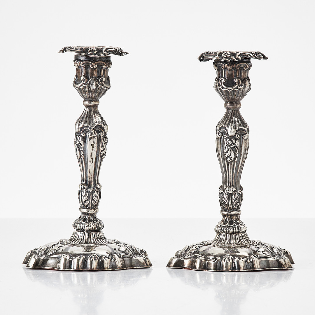 LJUSSTAKAR, 1 par, silver, Emanuel Forssman, Växjö, 1866.