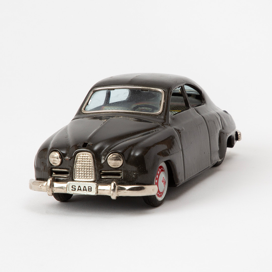 SIGN OF B QUALITY, "Saab 93", modellbil, lackerad plåt, Japan, 1950-tal.