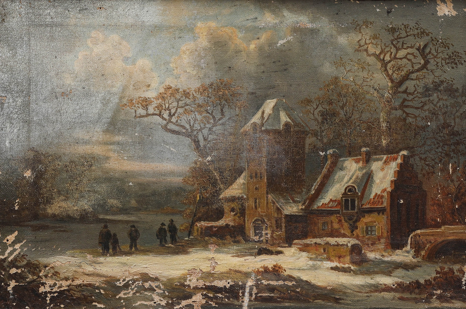 OKÄND KONSTNÄR. olja på duk, vintermotiv, 1800-tal.