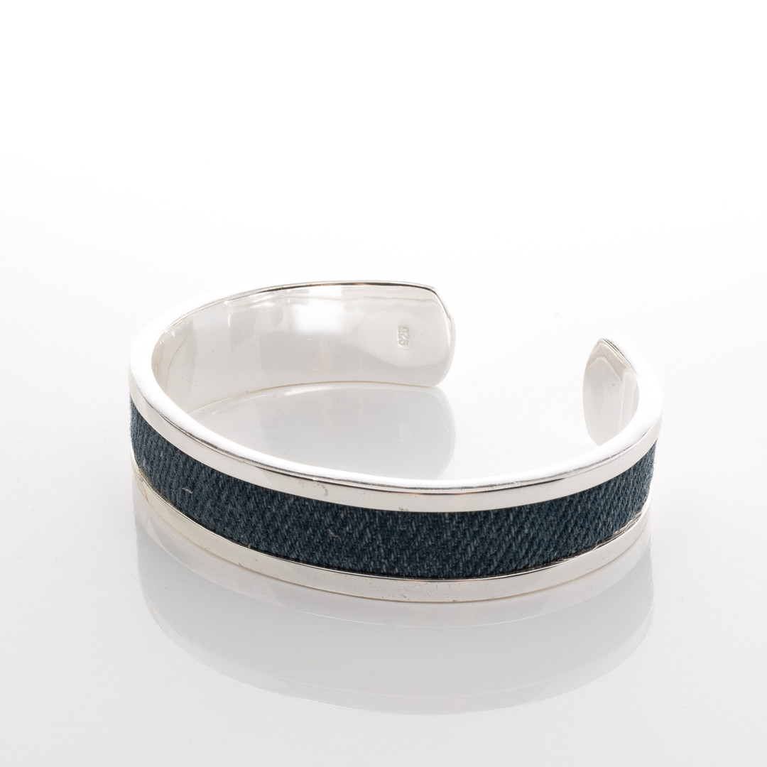 ARMRING, Sterlingsilver, Denim Tyg.