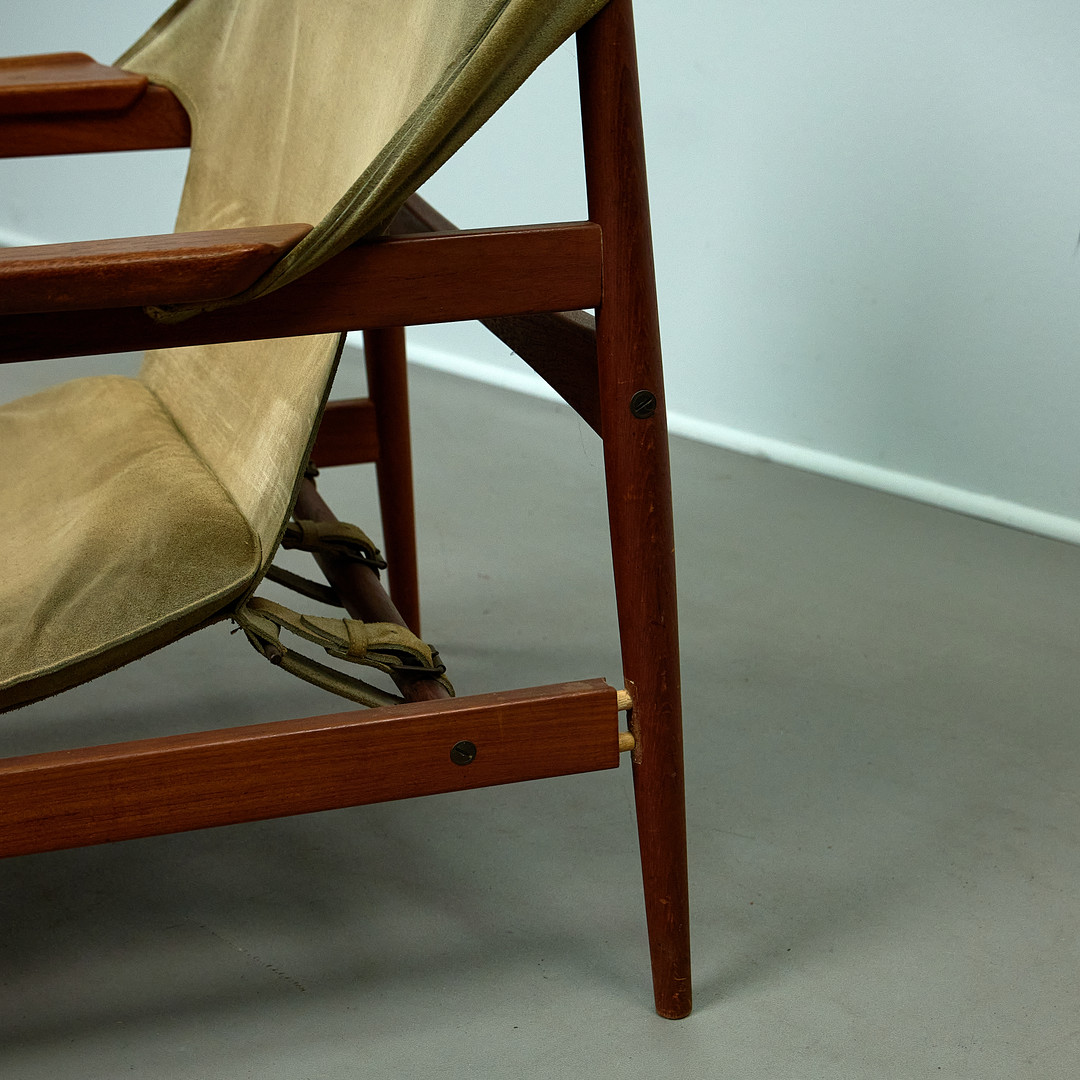 HANS OLSEN. Lounge Sessel / Armlehnsessel, Viska Möbler, Kinna, Teak, Leder, Dänemark.