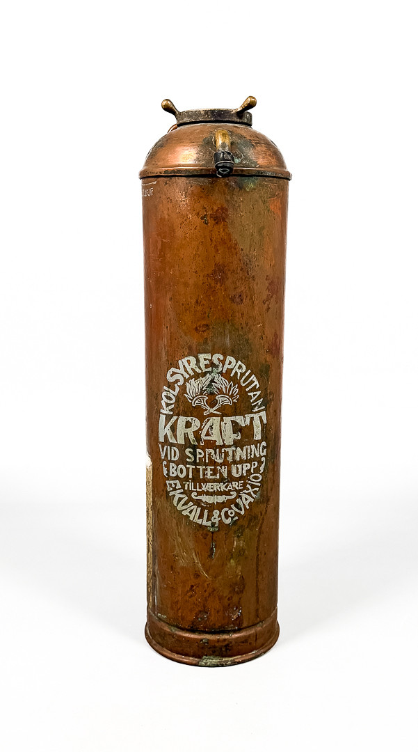 SPRUTA, "Kolsyresprutan Kraft", koppar, Ekvall & Co, Växsjö, tidigt 1900-tal.