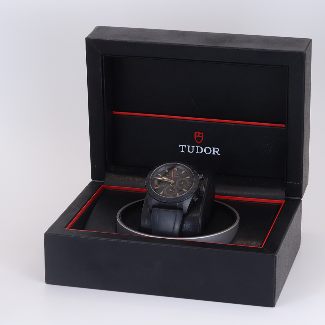 TUDOR FASTRIDER BLACK SHIELD GENTS WATCH.
