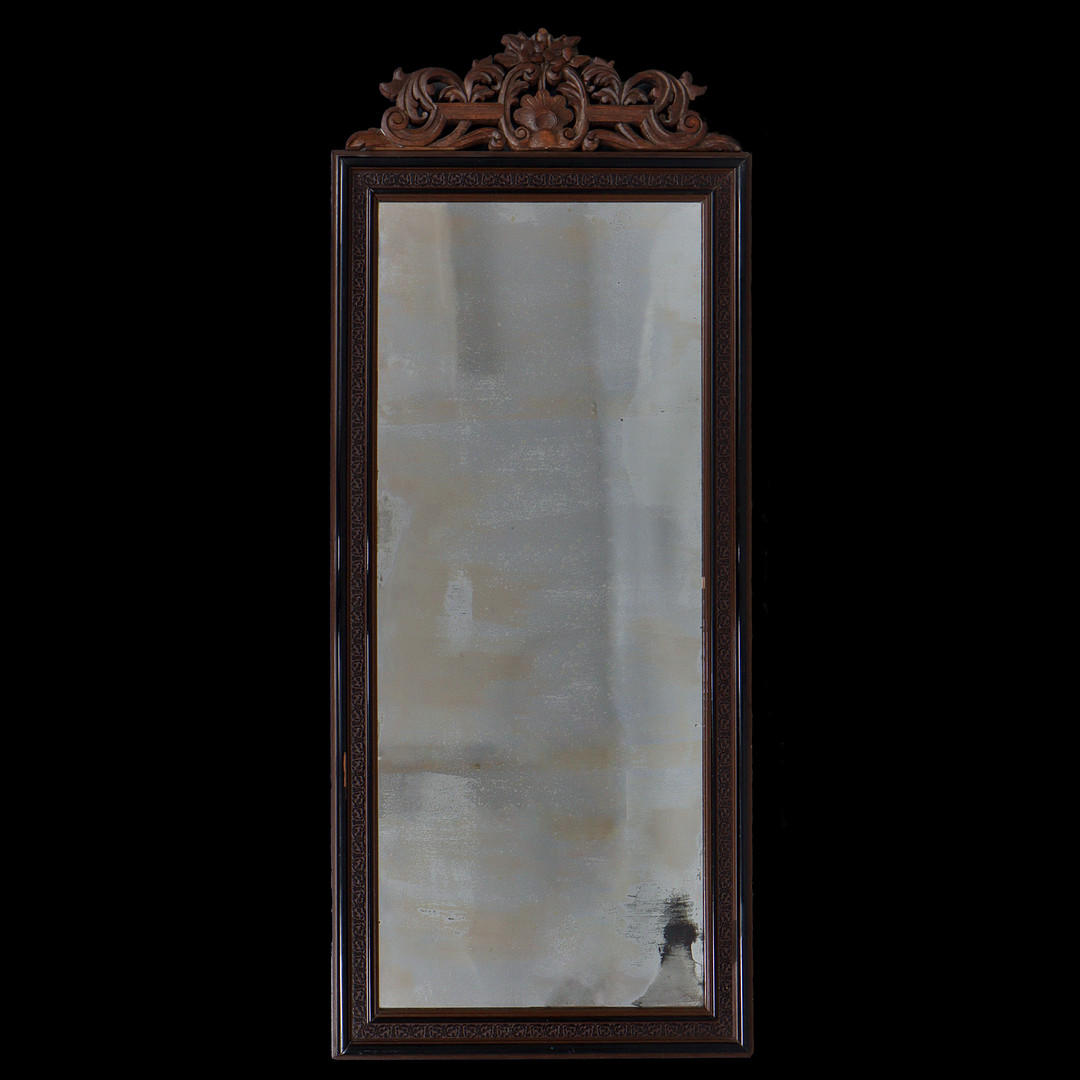 SPEGEL MED TRÄSKUREN DEKOR (145cm) ca 1890-1910.