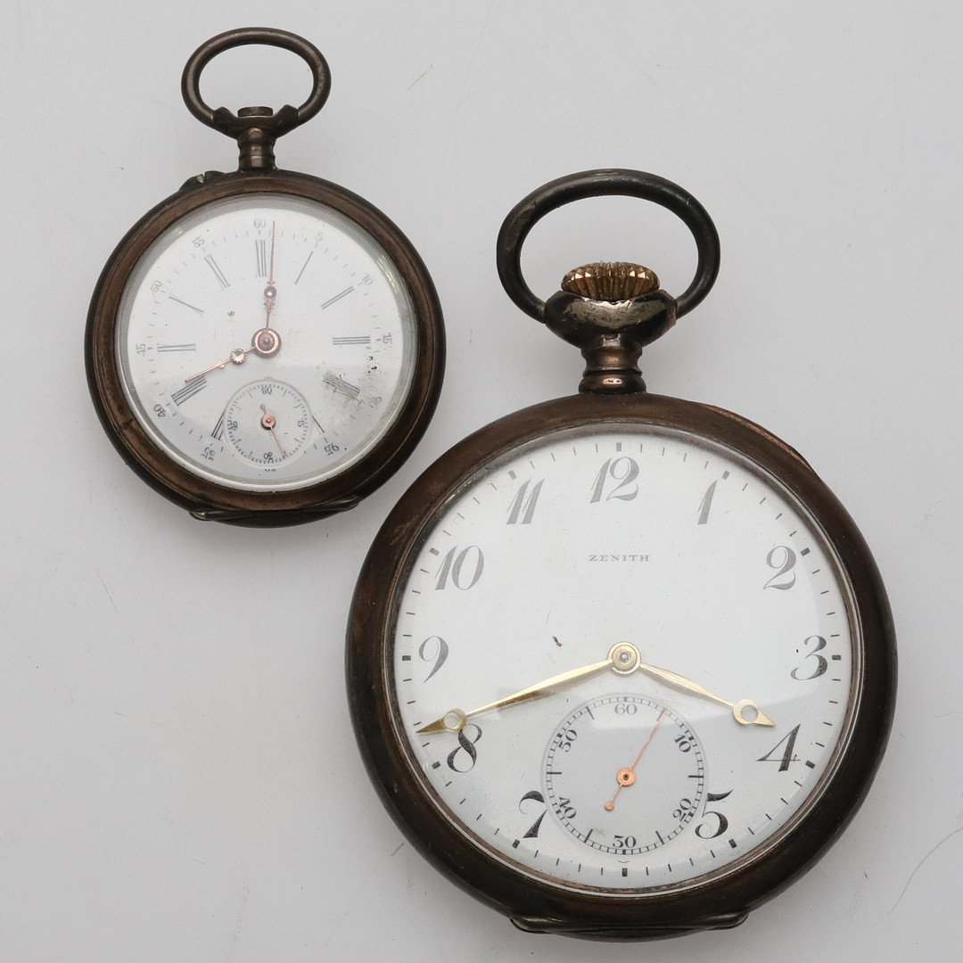 FICKUR. 2 st. Silverboett, Zenith Grand Prix Paris, Ancre 15 rubies samt Guivre, 1900-talets första hälft.