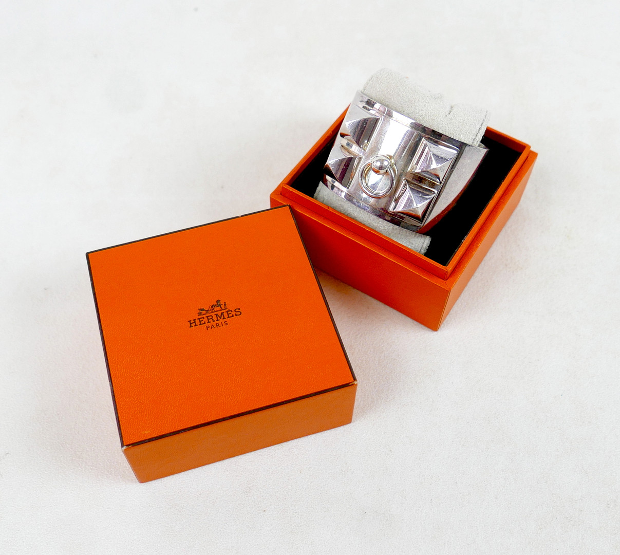 HERMES 'COLLIER DE CHIEN' (CDC) SILVER BRACELET.
