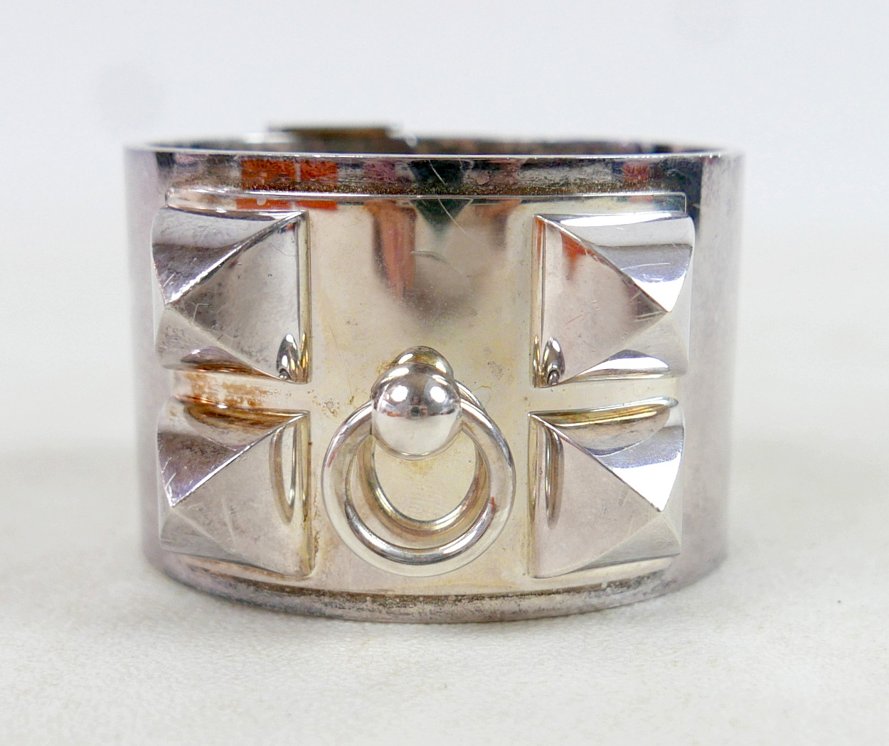 HERMES 'COLLIER DE CHIEN' (CDC) SILVER BRACELET.