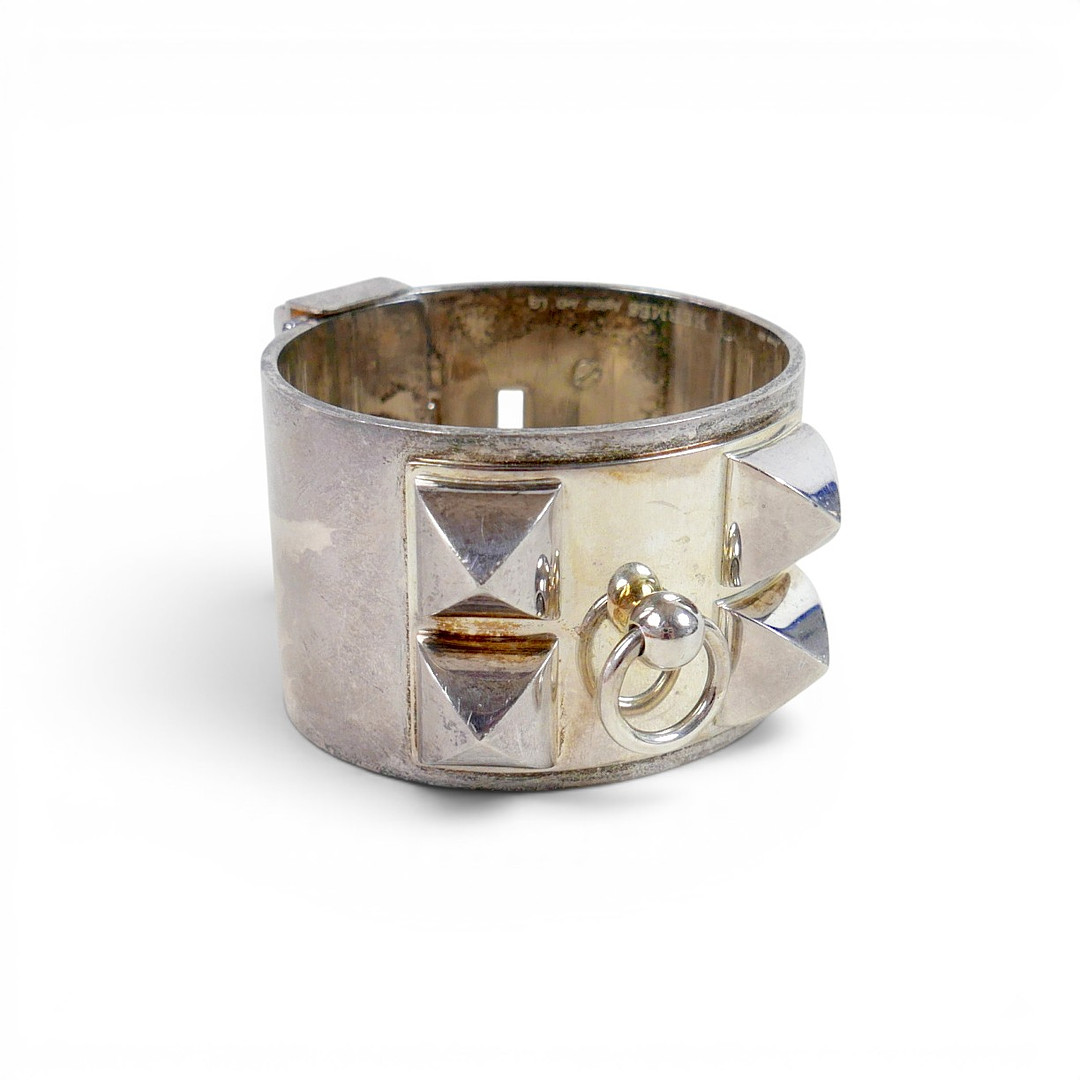 HERMES 'COLLIER DE CHIEN' (CDC) SILVER BRACELET.