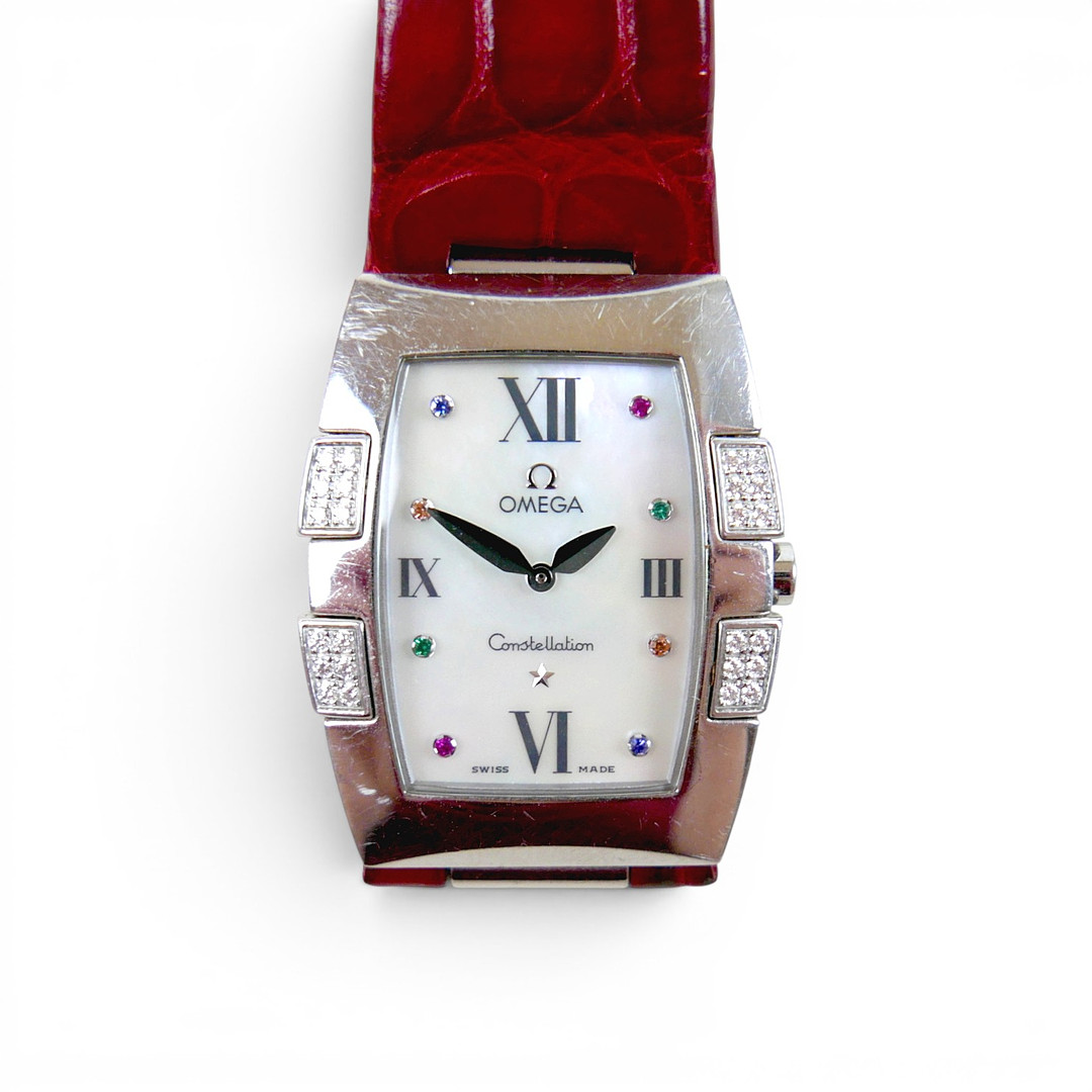 OMEGA CONSTELLATION QUADRELLA LADIES WRISTWATCH.