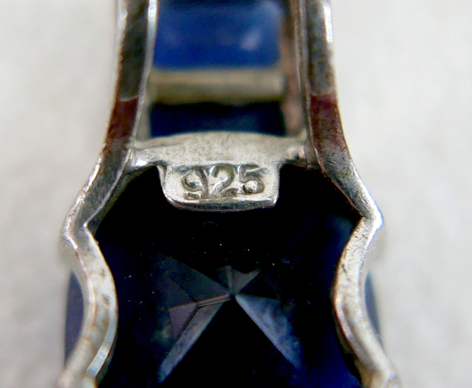 TWO 925 SILVER PENDANTS SET WITH HARDSTONES.