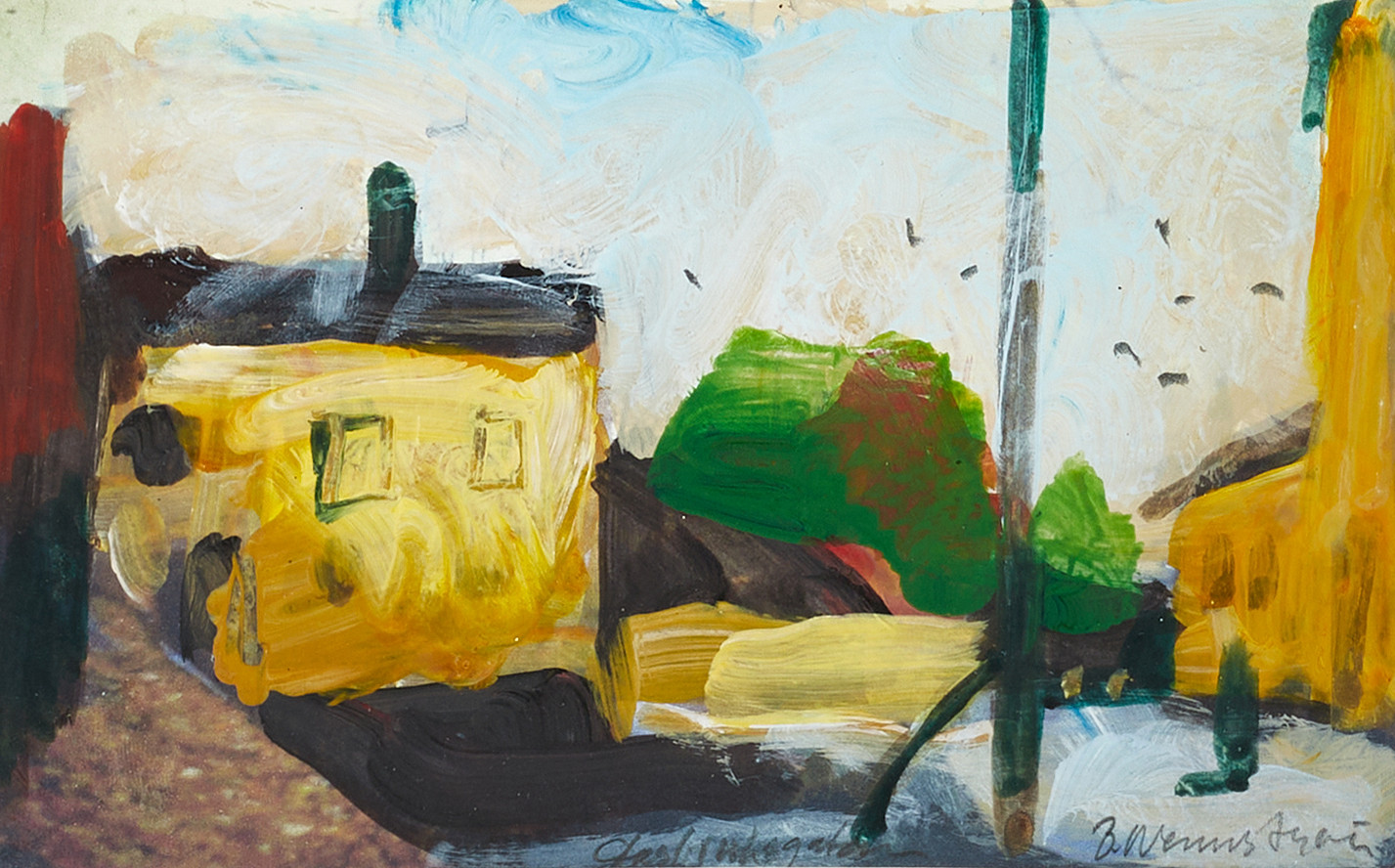 BERNDT WENNSTRÖM (född 1946), "Glasbruksgatan", signerad, gouache/blandteknik.