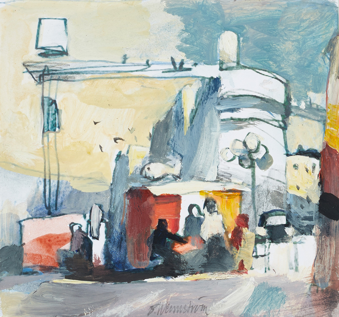 BERNDT WENNSTRÖM (född 1946), "Katarinahissen", signerad, gouache/blandteknik.