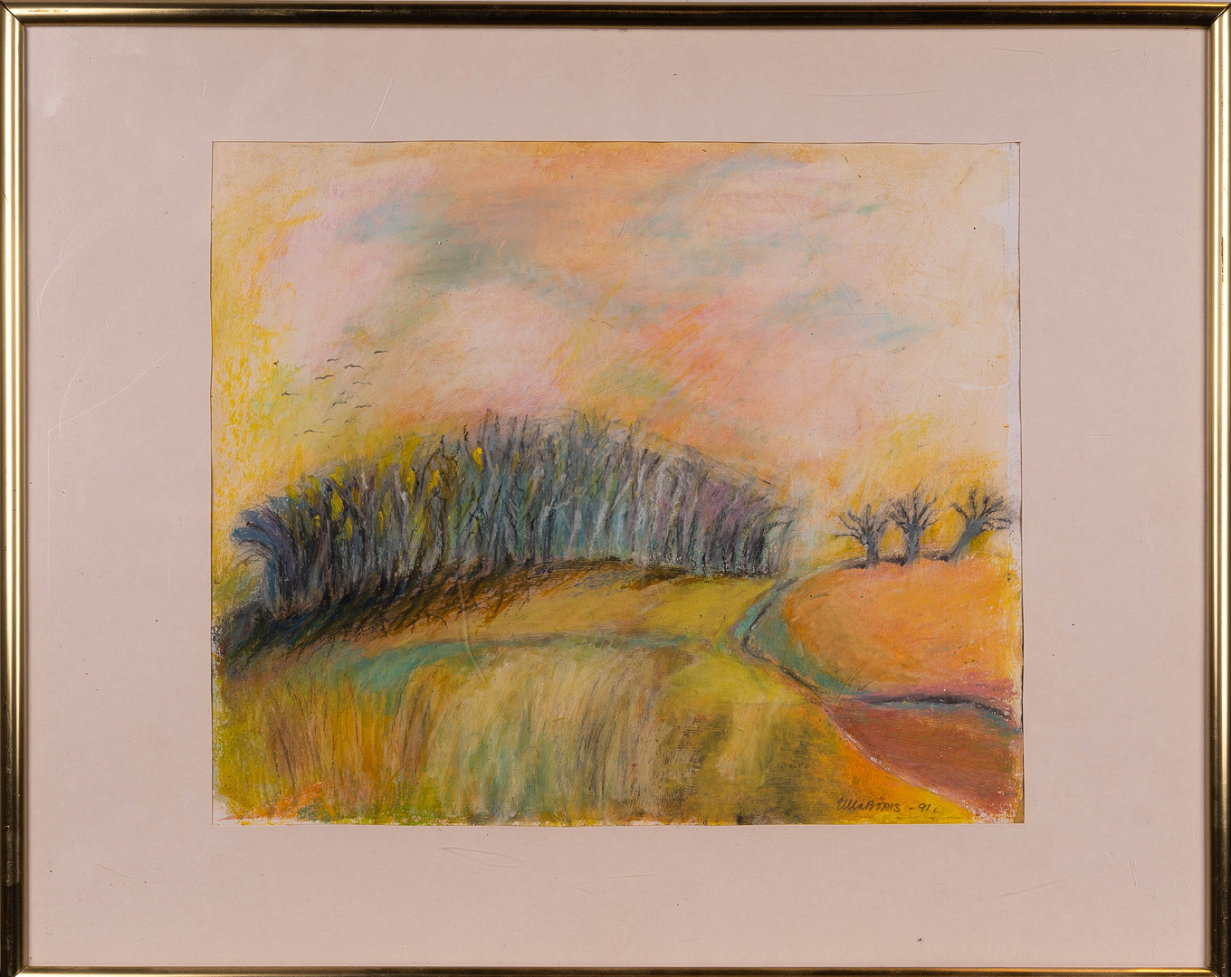 ULLA BÖRIS-MATSSON. Blandteknik på papper, signerad, daterad 1991.