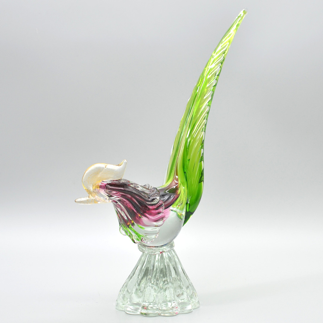 ARCHIMEDE SEGUSO. MURANO GLAS SKULPTUR, HAHN, SOMMERSO, ITALIEN, UM 1950.