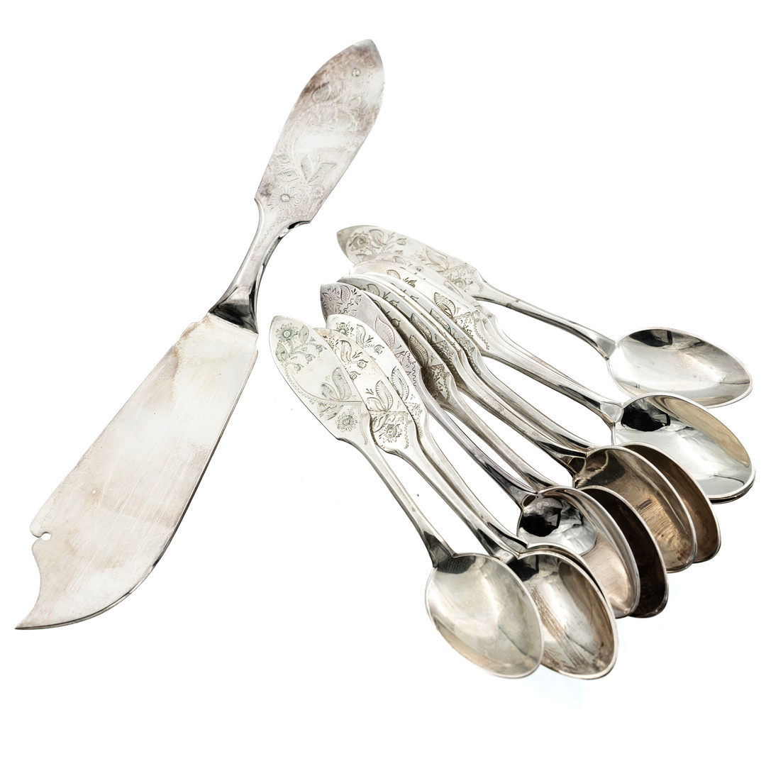 BESTICK. Silver "Finnmyrten" 1900-tal (13st).
