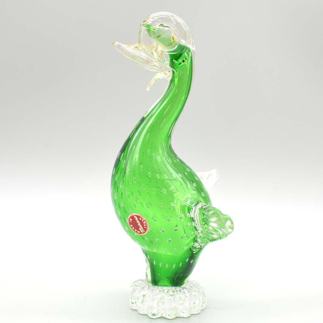ARCHIMEDE SEGUSO. MURANO GLAS SKULPTUR, STUDIOGLAS, HOHLGEBLASEN, BULLICANTE, ITALIEN, UM 1950, MIT STUDIOETIKETT.