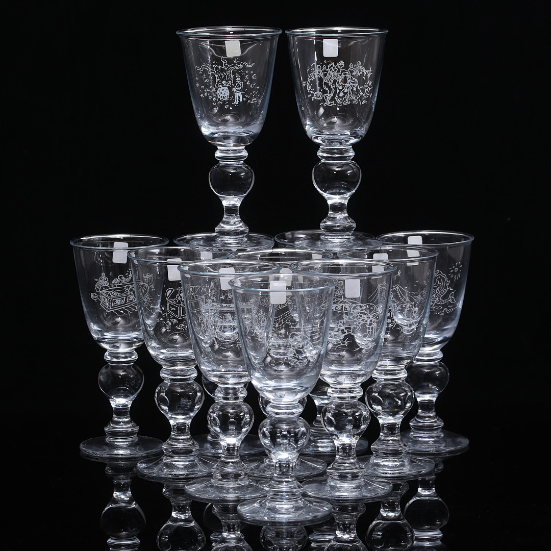 GLAS, 12 st, Holmegaard H.C Andersens eventyr.