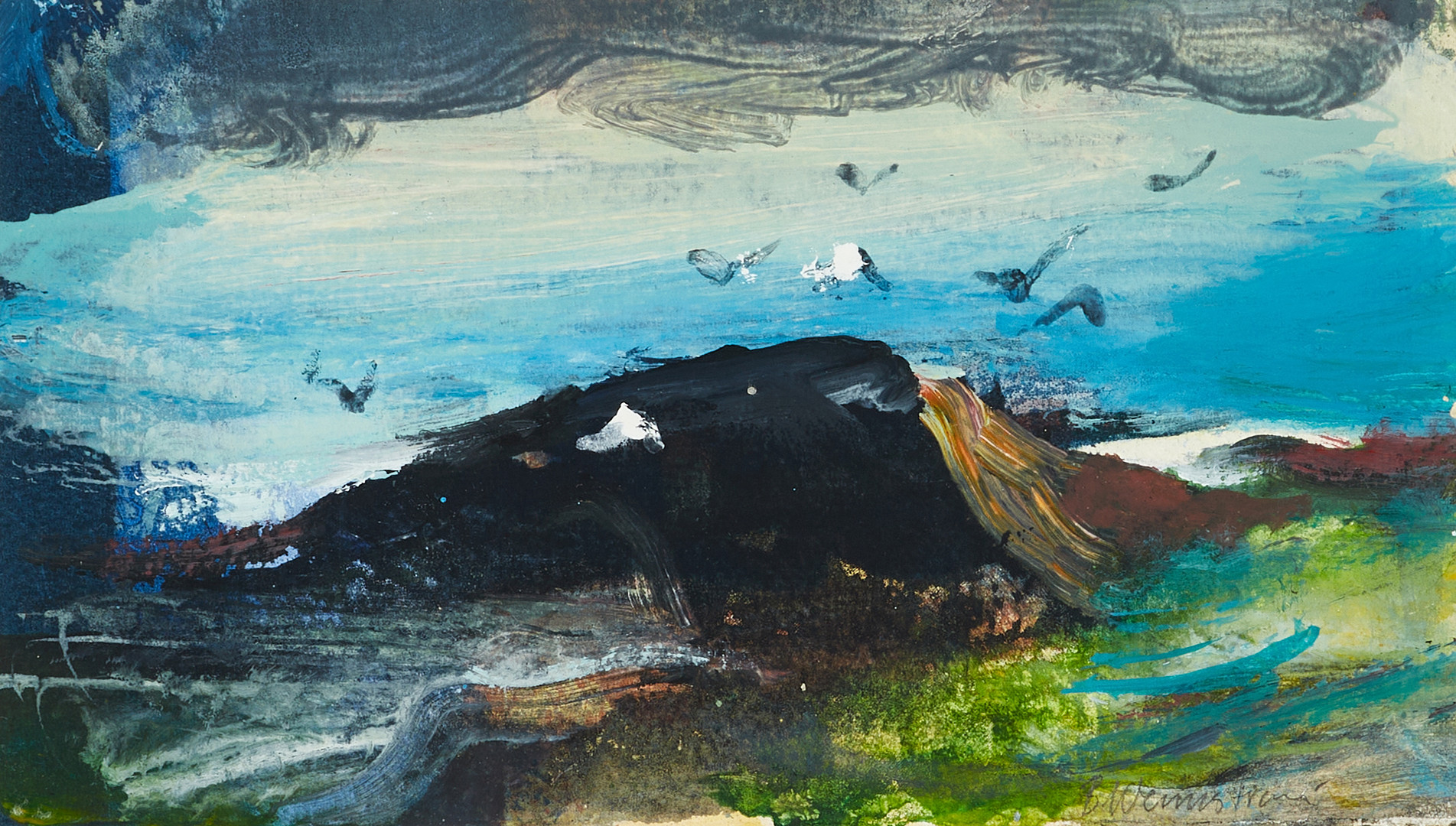 BERNDT WENNSTRÖM (född 1946), "Flyttfåglar", signerad, gouache/blandteknik.