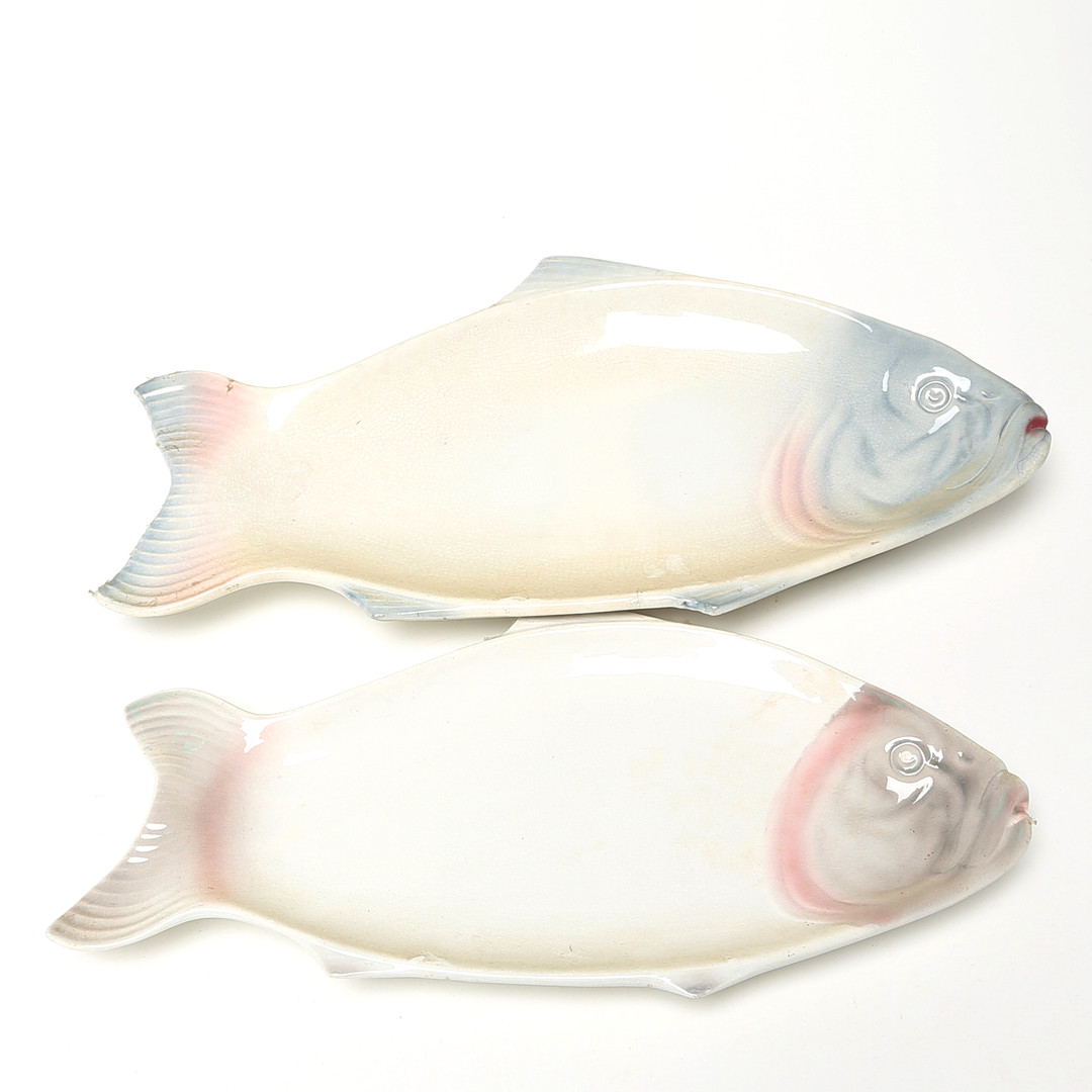 FISKFAT 2 st, flintgods, Göteborg och Gustavsberg.