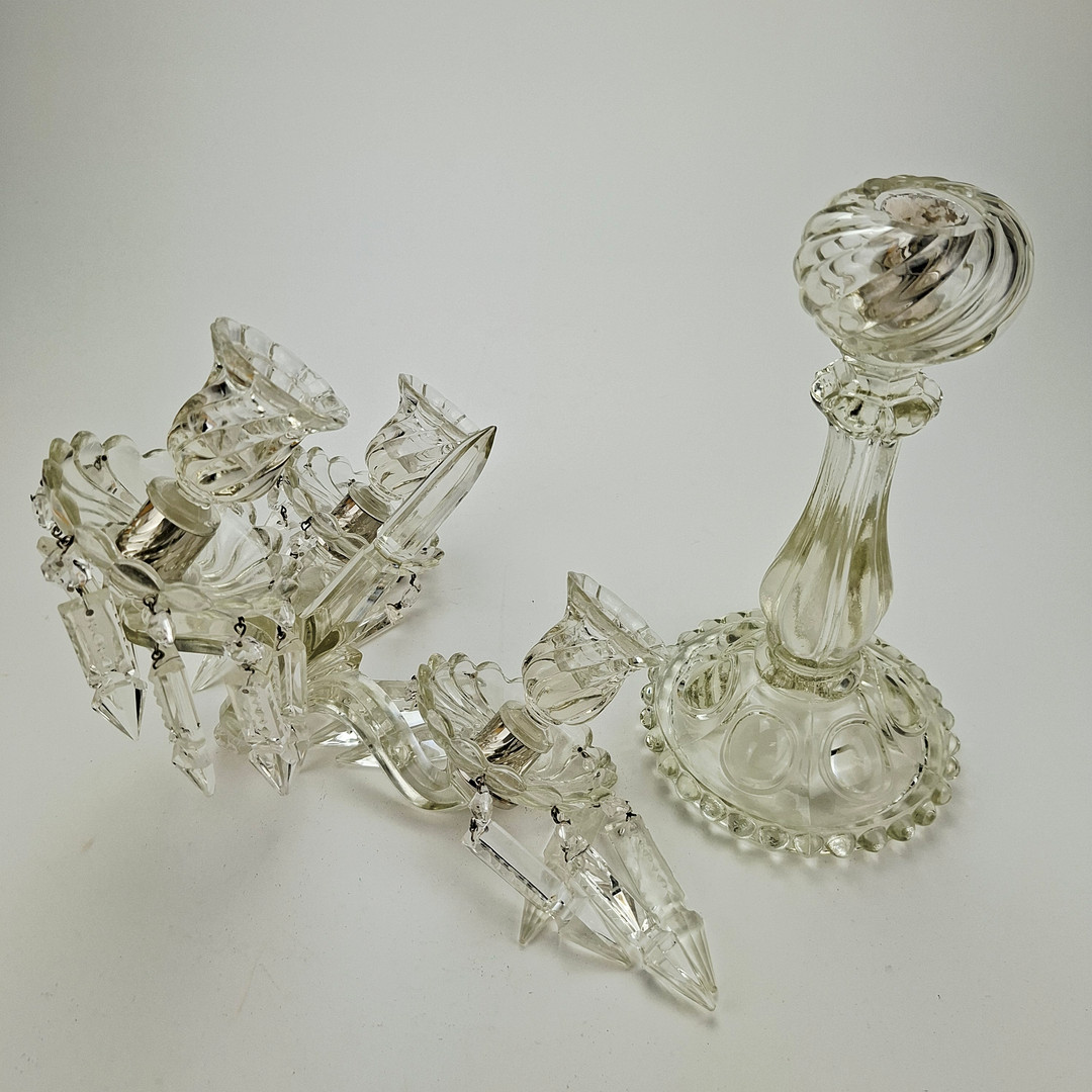 KANDELABER, för 3 ljus, glas, 1900-tal.