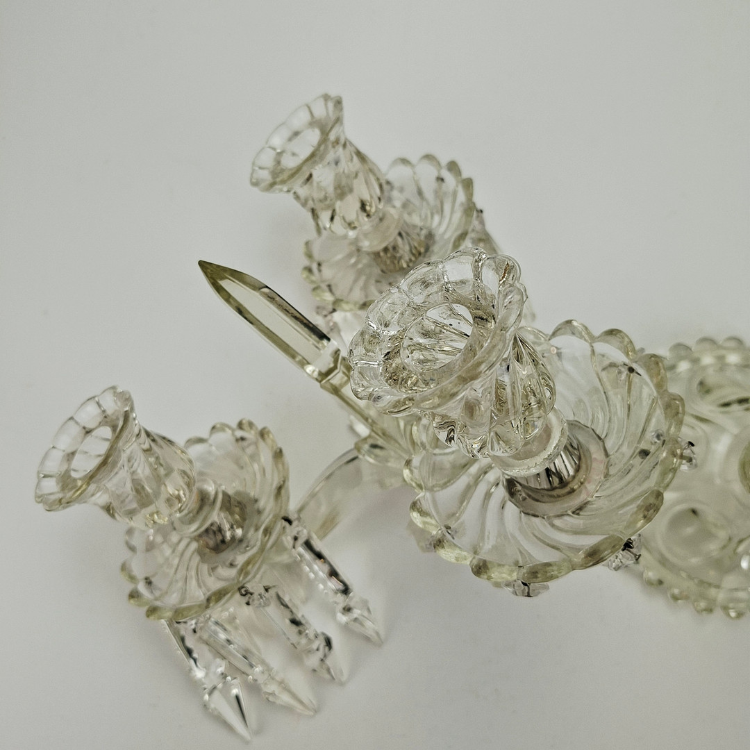 KANDELABER, för 3 ljus, glas, 1900-tal.