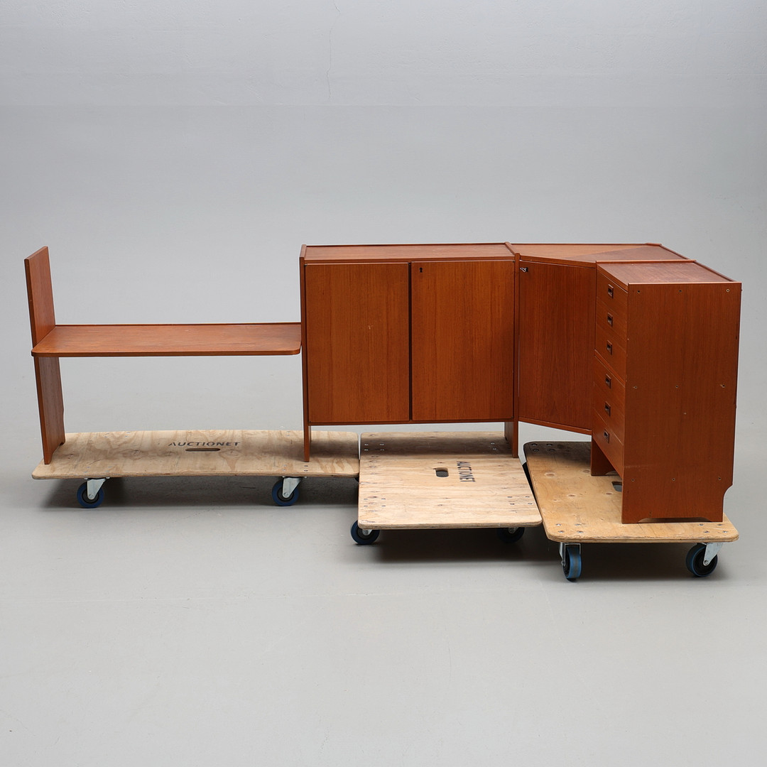 HYLLSYSTEM FÖR HÖRN. Teak, 1950/60-tal.