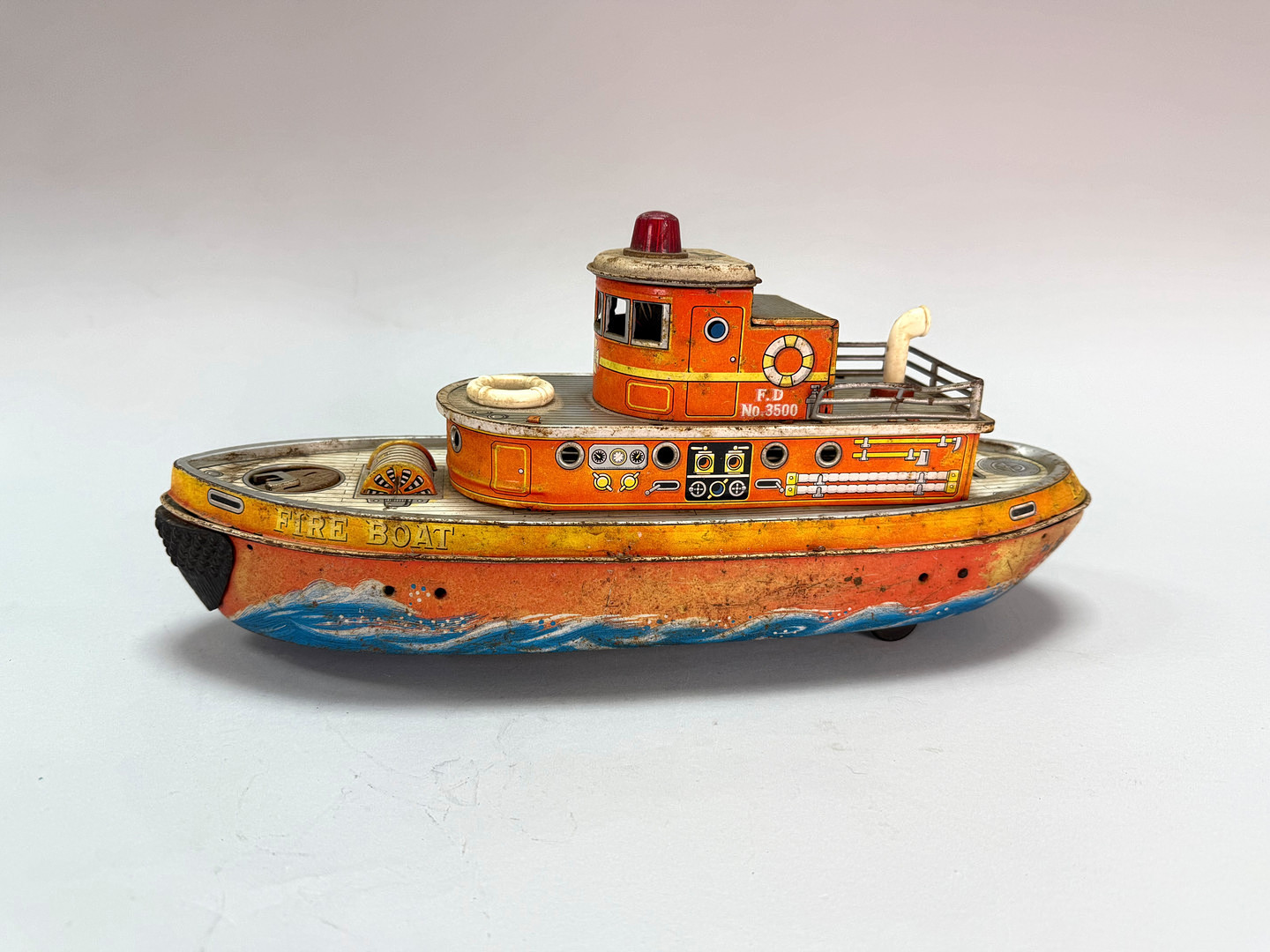 LEKSAKSBÅT - Fireboat FD3500 1950/60-tal Made in Japan, Masudaya Toy Company.