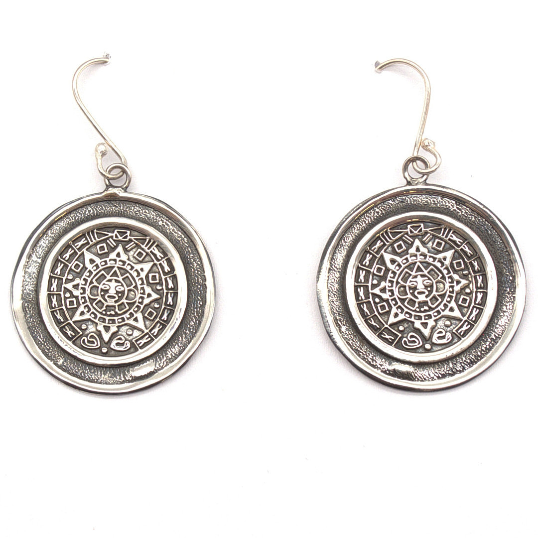 CHRISTIAN&IBANA. OHRRINGE ETHNO STIL; STERLING SILBER 925; INKAKALENDER.