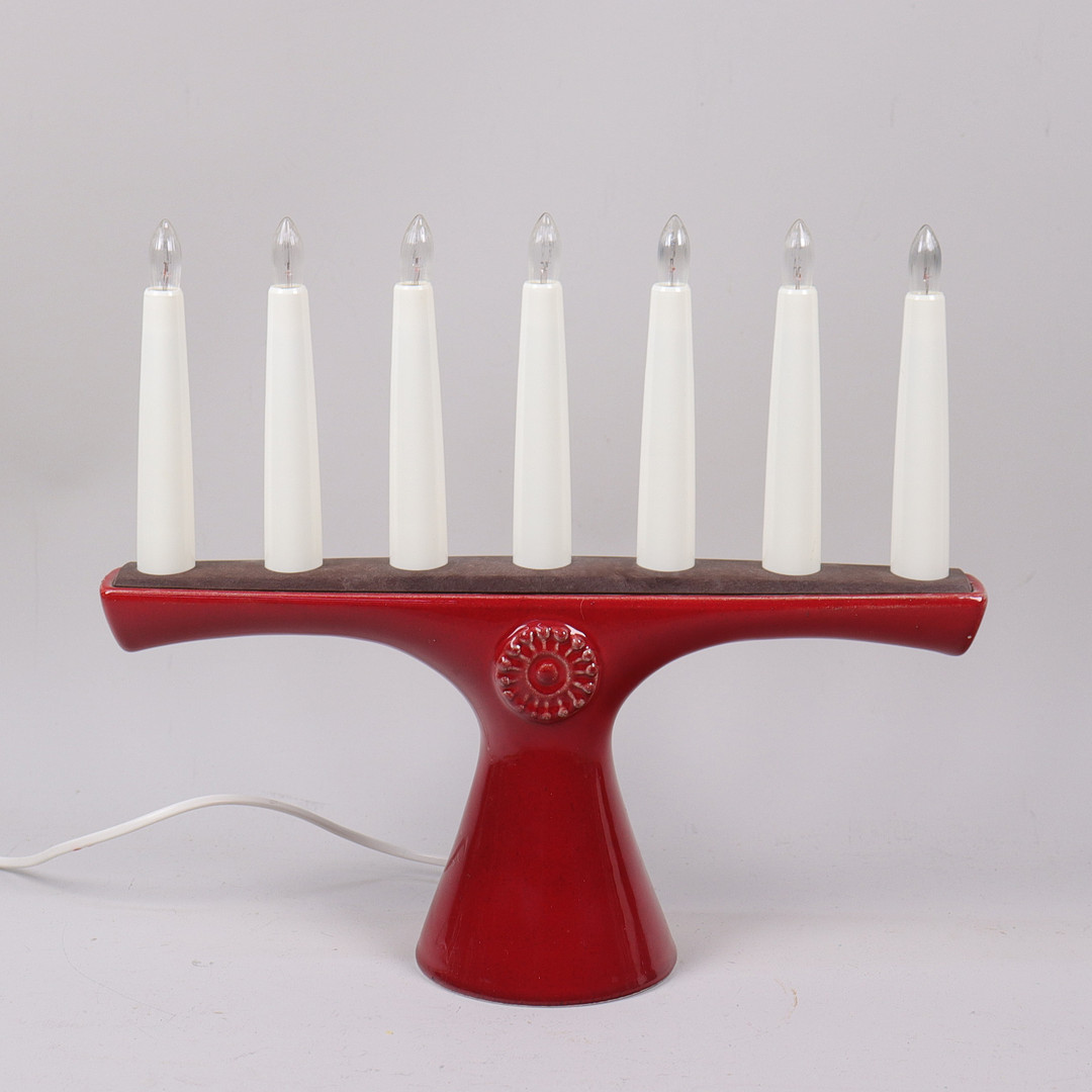 CARL-ARNE BREGER. adventsljusstake, Gustavsberg för Luma för Domus, plast och porslin, 1970-tal.