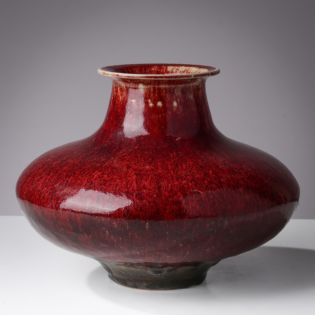 KJELL BOLINDER (F. 1942). Heavy oxblood glazed stoneware vase, own studio in Höganäs, Sweden, dated 1968.