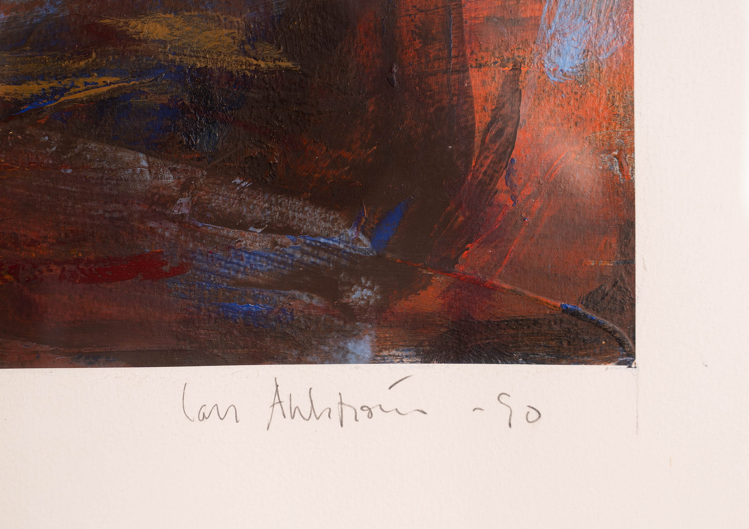 LARS AHLSTRÖM. Olja på papper, signerad, daterad 1990.