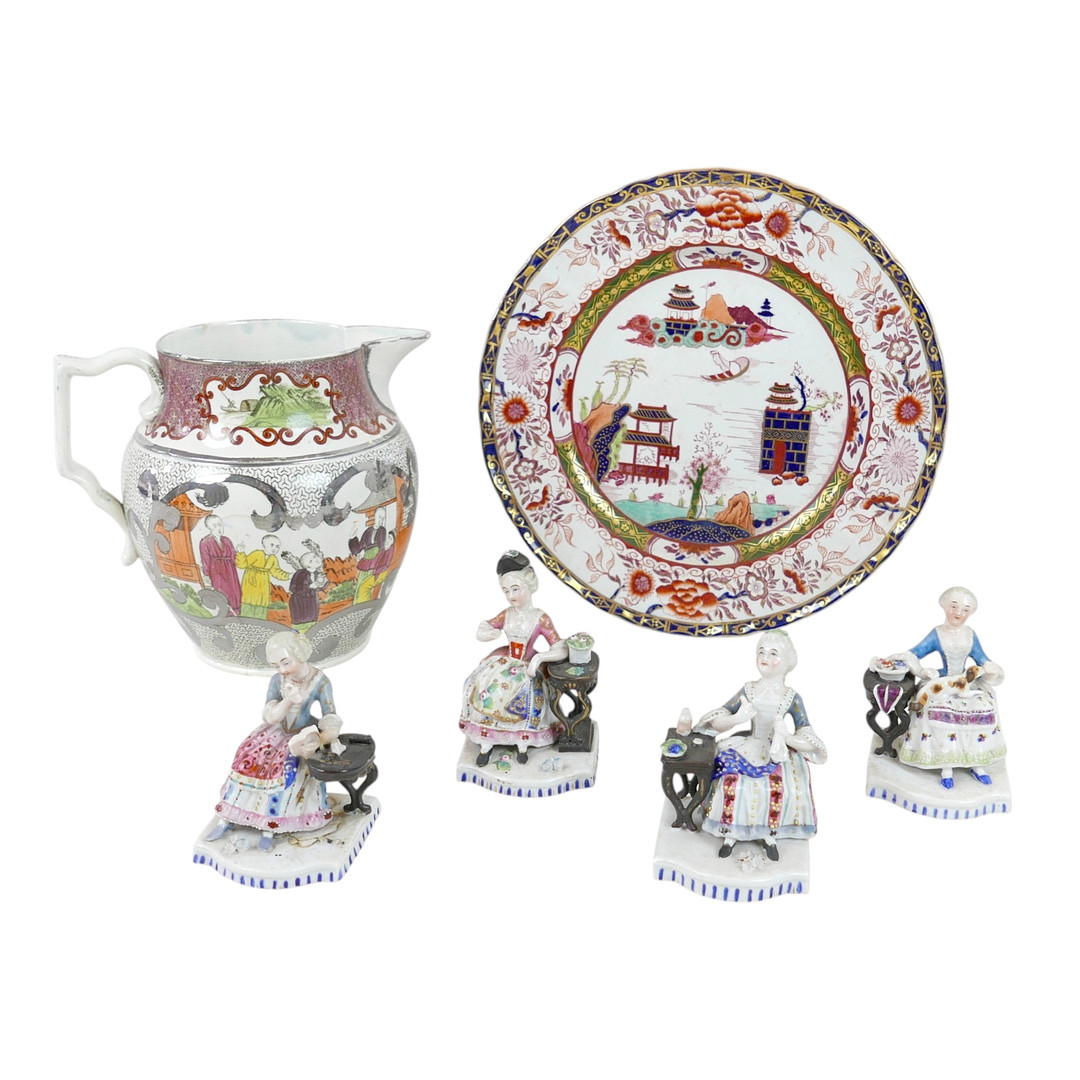 SIX PIECES OF BRITISH AND EUROPEAN PORCELAIN.