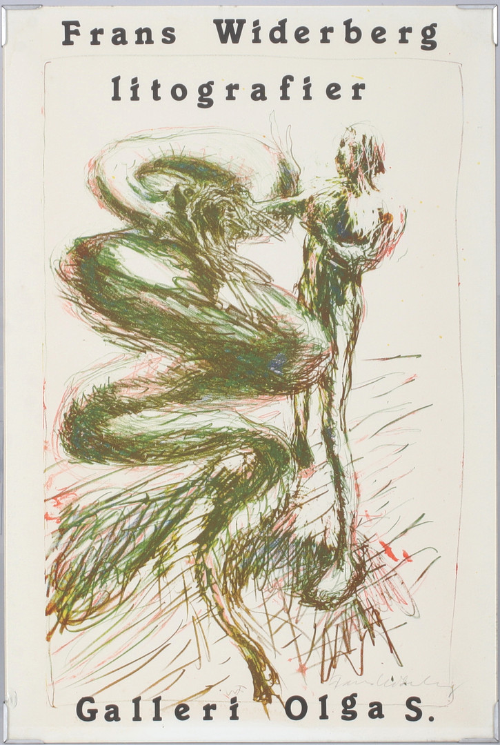 FRANS  WIDERBERG. "Litografier", utställningsaffisch från Galleri Olga S, grafiskt blad, signerad.