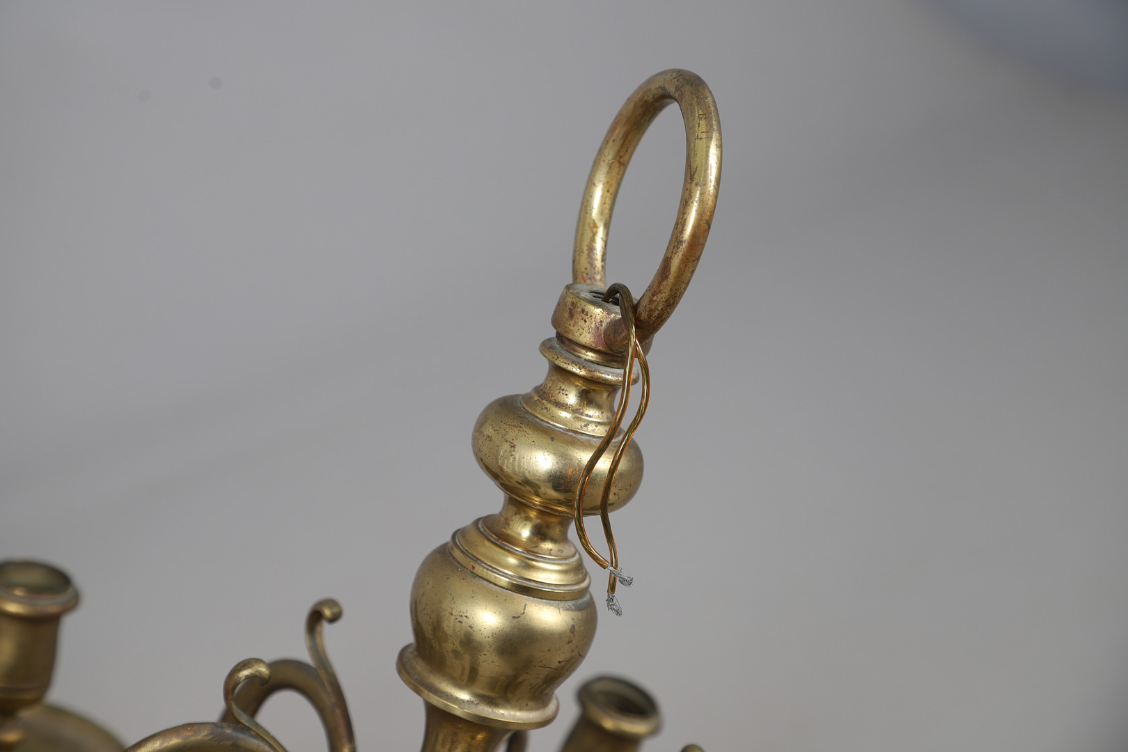 DECORATIVE DUTCH STYLE BRASS TWO-TIER TWELVE-LIGHT CHANDELIER.