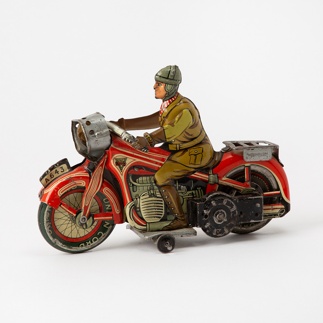 ARNOLD, "Union Cord A643", motorcykel, litograferad plåt, Tyskland, ca 1940.
