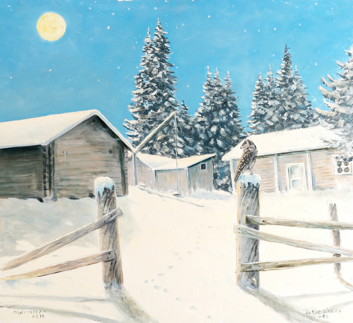 LASSE SIEKAS. Olja på pannå, "Midvinternatt", signerad, 1988.