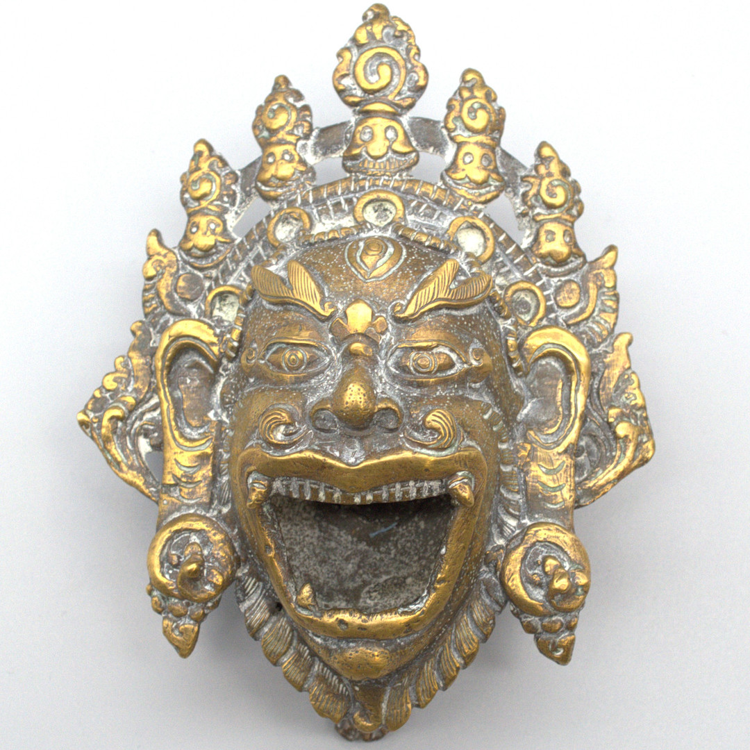 WANDMASKE, MAHAKALA, MESSING, TIBET/NEPAL, 20. JH.