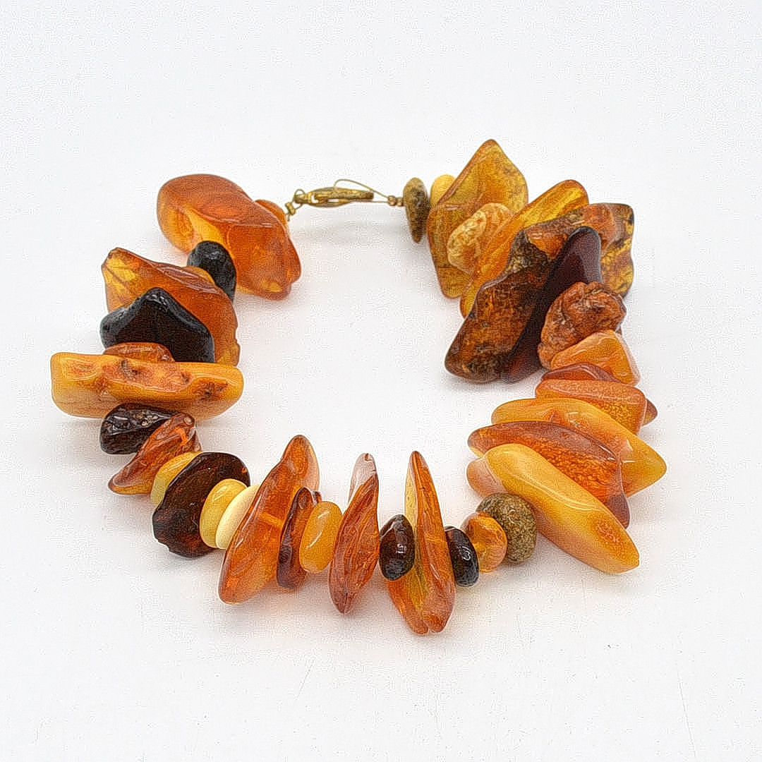 BUTTERSCOTCH BERNSTEIN ARMBAND, NATURBELASSEN, MIT VERSCHLUSS, CA. 23CM, VINTAGE.