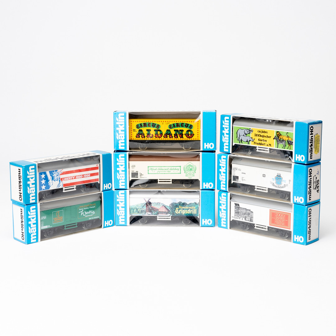 MÄRKLIN 4415 reklamvagnar, Werbemodelle 8 st, originalförpackning.