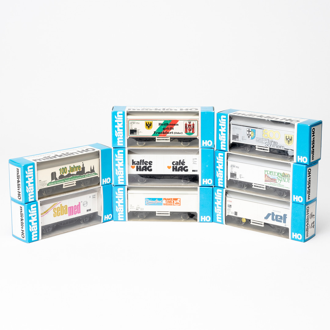MÄRKLIN 4415 reklamvagnar, Werbemodelle 8 st, originalförpackning.
