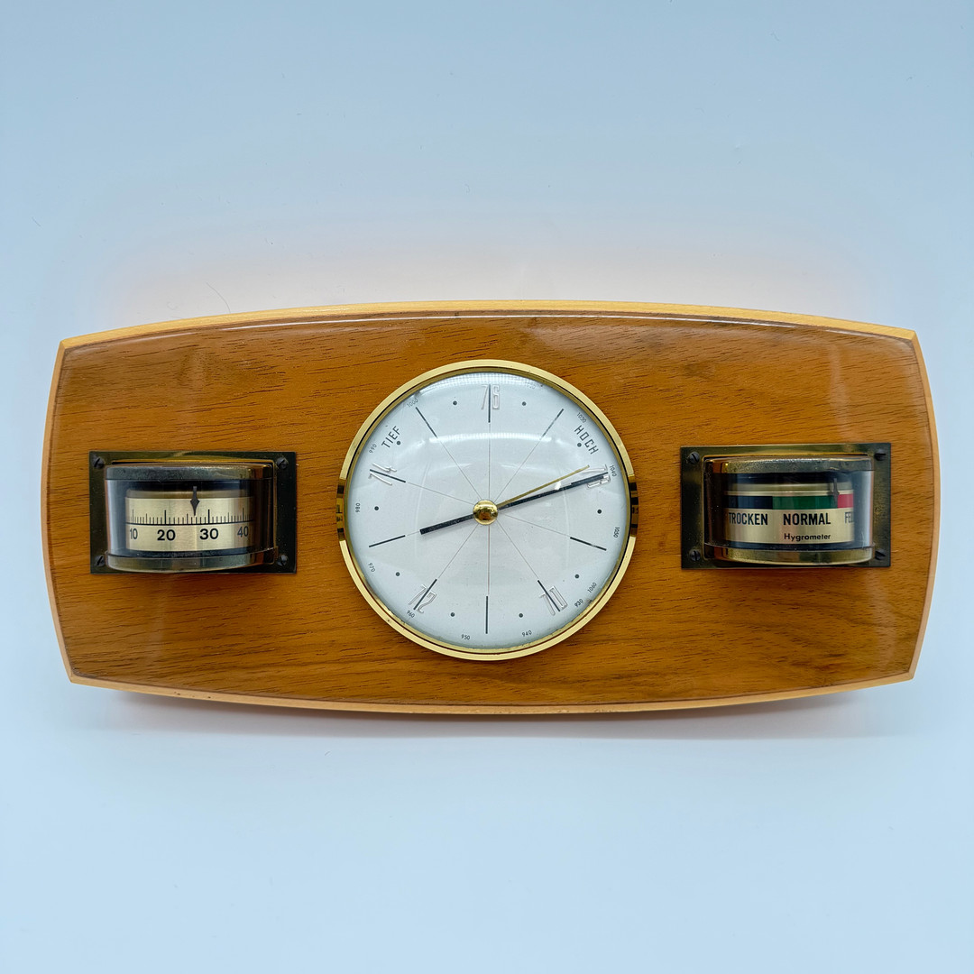 ANALOGE WETTERSTATION BAROMETER HYGROMETER THERMOMETER 1950ER DEUTSCHLAND.