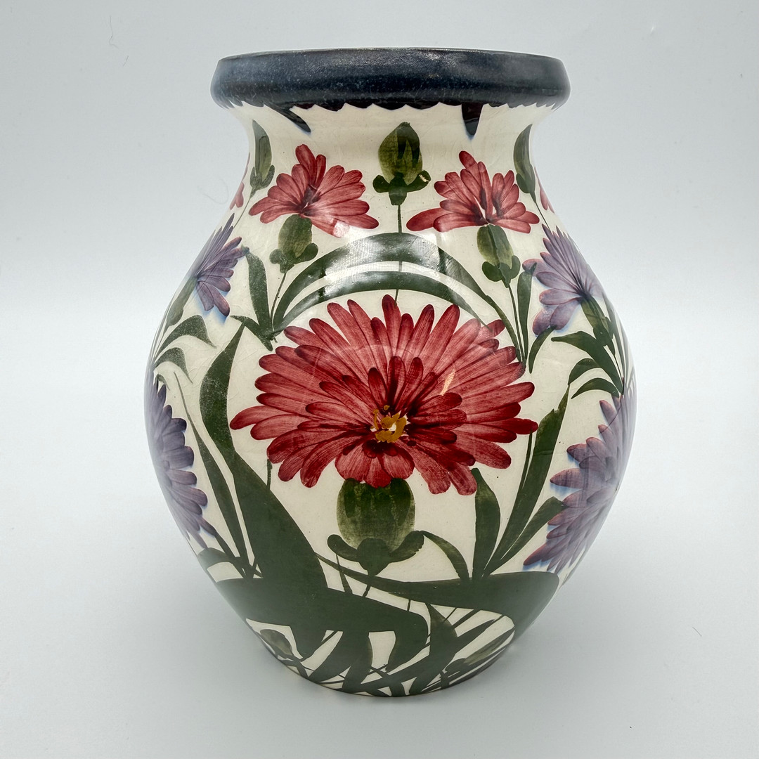 CARSTENS ELMSHORN ART DECO KERAMIKVASE 1920ER BLUMENDEKOR.
