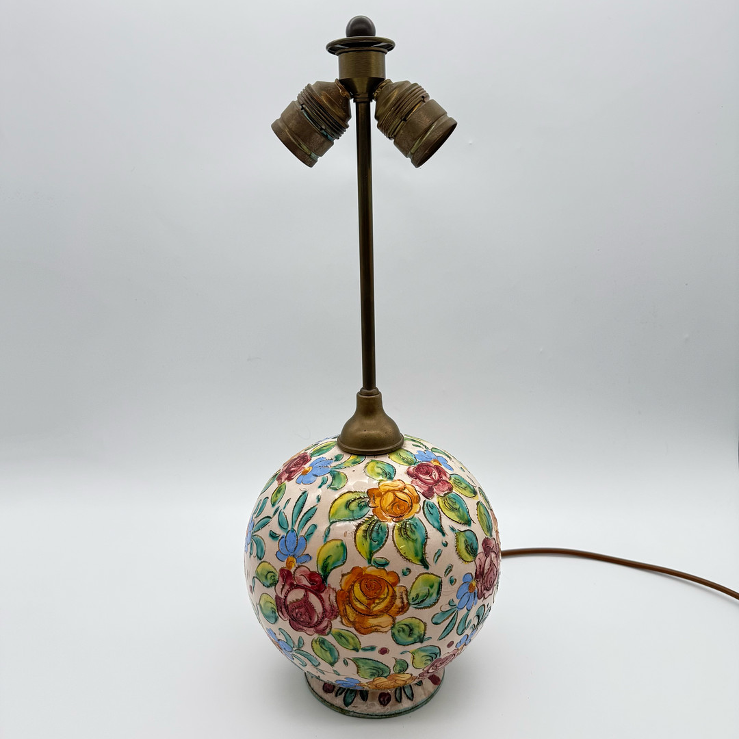 KERAMIKLAMPE ITALIEN BLUMENDEKOR.